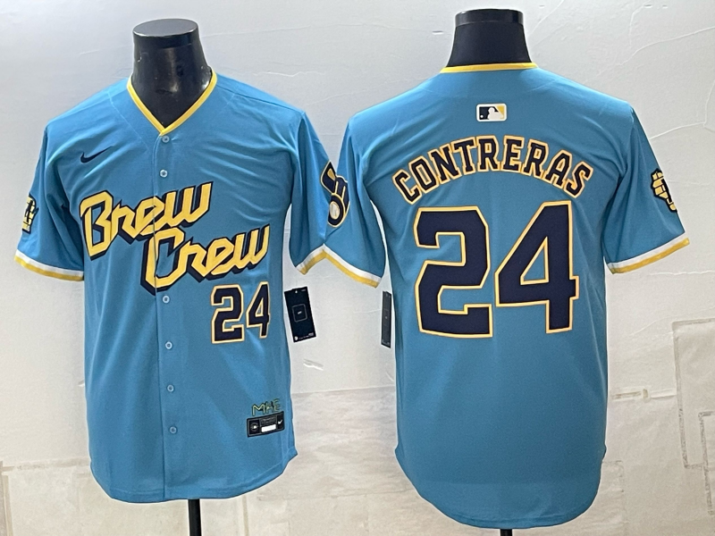 Men Milwaukee Brewers #24 Contreras blue Nike 2026 World Series MLB jersey 102304->milwaukee brewers->MLB Jersey
